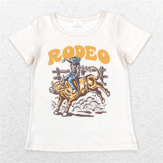 5.21  RTS NO MOQ Summer Baby Boys Shirt BT0515 Ivory Western Rodeo Short Sleeve Tee Shirts Tops