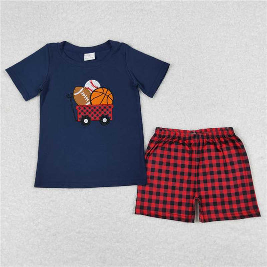 RTS NO MOQ Baby Boys kids Summer Sets BSSO0424 Balls Tee Shirts Top Shorts Boutique Outfits Clothes Sets