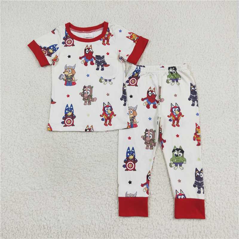 RTS NO MOQ Baby Boys Summer Sets BSPO0404 Dog Tops Pants Pajamas Clothes Sets