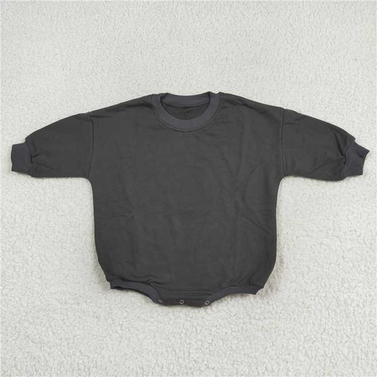 7.7 RTS NO MOQ Baby Boys Bodysuit LR1227 Grey Thick Fabric Long Sleeve Romper Sweaters