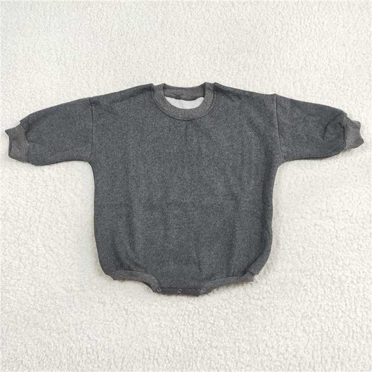 7.7 RTS NO MOQ Baby Boys Bodysuit LR1228 Grey Thick Fabric Long Sleeve Romper Sweaters