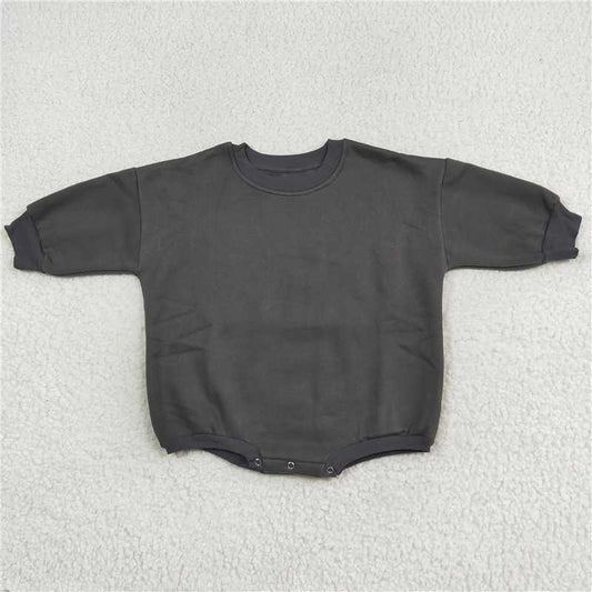 7.7 RTS NO MOQ Baby Boys Bodysuit LR1229 Grey Thick Long Sleeve Romper Sweaters