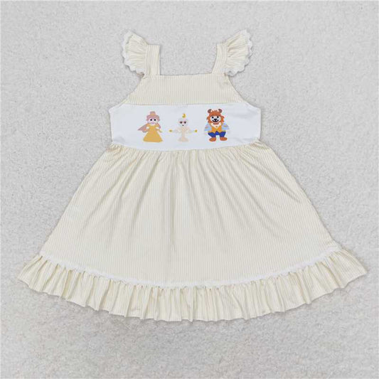 7.22 RTS NO MOQ Summer Baby Girls Dresses GSD0695 Flutter Sleeve Princess Beauty Knee Length Dresses