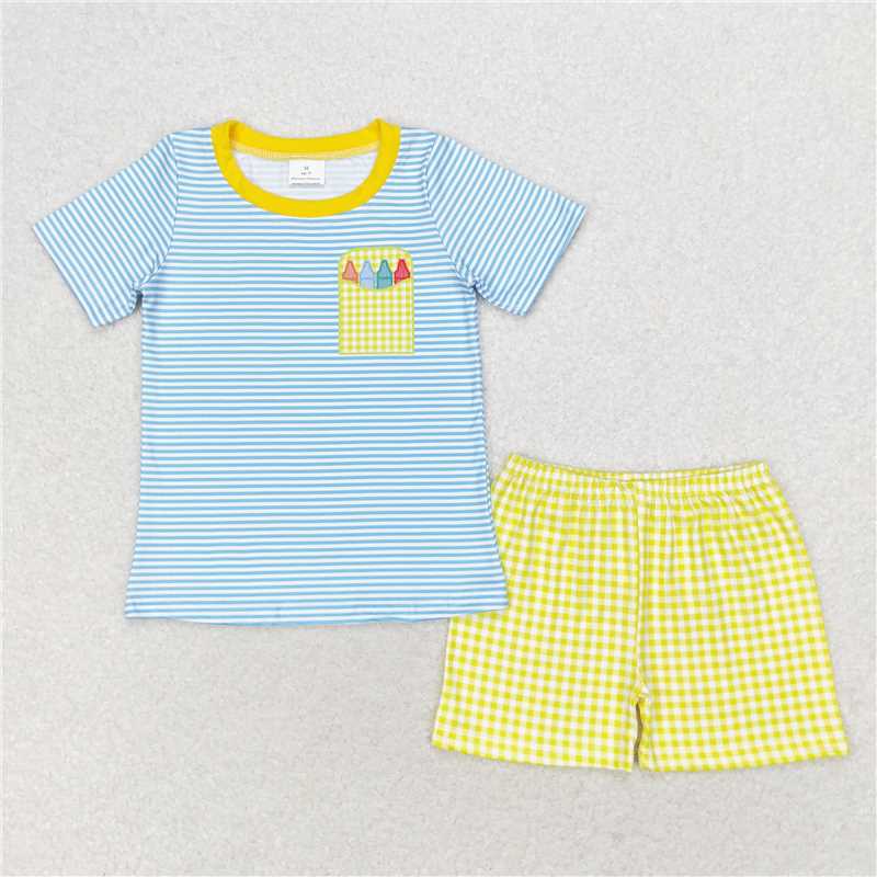 BSSO0983 Baby Girls Back To School Boys Sibling Dresses Summer Sets