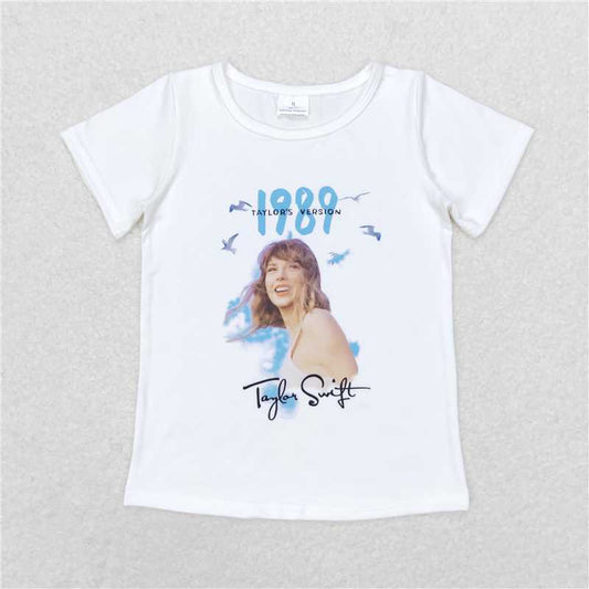 RTS NO MOQ Summer Baby Girls Short Sleeve GT0531 1989 White Singer Short Sleeve Tee Shirts Tops