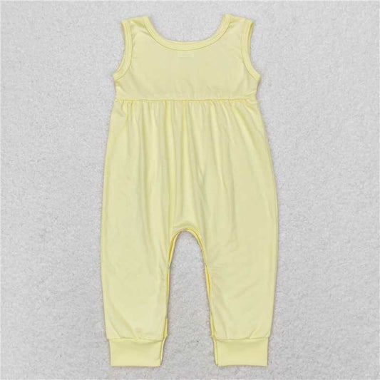 6.6 RTS NO MOQ Baby Boys Summer Bodysuit SR1447 Yellow Cotton Sleeveless Rompers