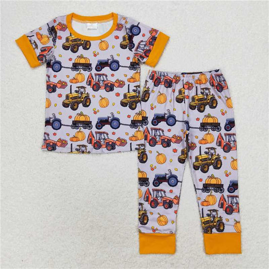 BSPO0422 Baby Boys Pumpkin Digger Tops Pants Pajamas Clothes Sets