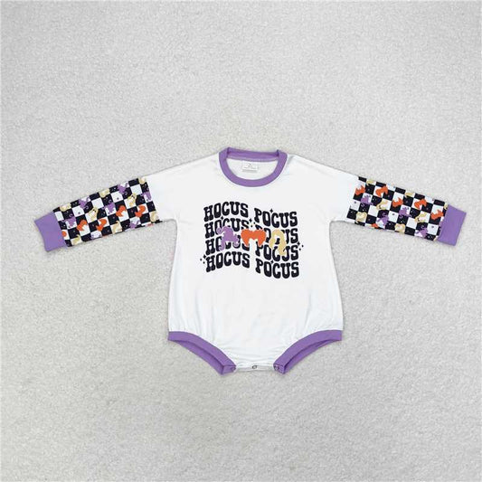 7.7 RTS NO MOQ Baby Boys Bodysuit LR0939 Halloween Witches HP Checkered Rompers