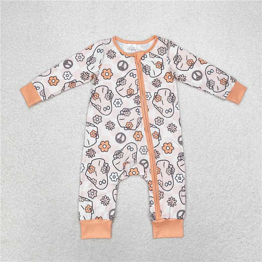 7.12 RTS NO MOQ Baby Girls Bodysuit LR0981 Flowers Ghost Plaid Zip Rompers
