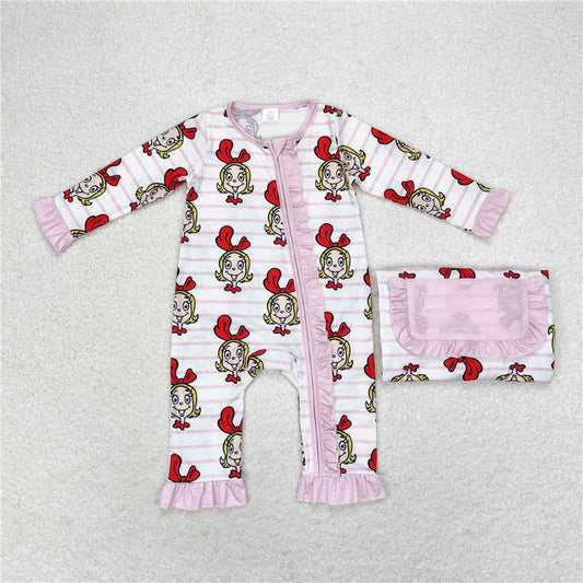 7.12 RTS NO MOQ Baby Girls Bodysuit LR1001 Pink Long Sleeve Bamboo Zippy Rompers