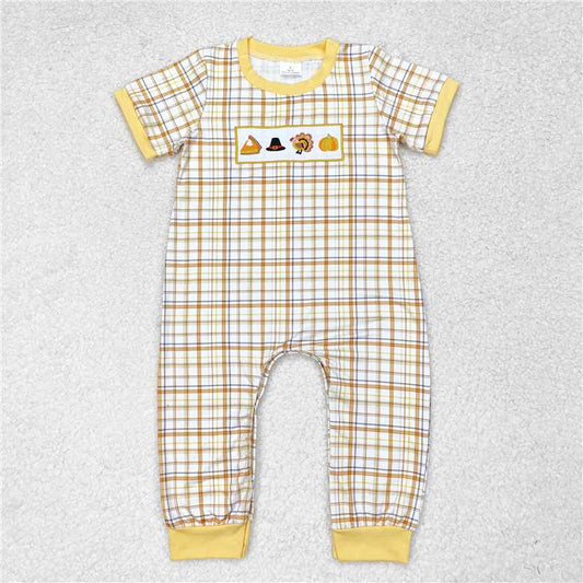 6.27 RTS NO MOQ Baby Boys Summer Bodysuit SR1869 Turkey Thanksgiving Rompers