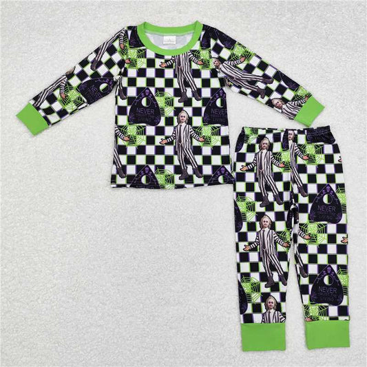 RTS NO MOQ Baby Boys Sets BLP0801 Halloween Green Spider Top Pants Pajamas Outfits Sets