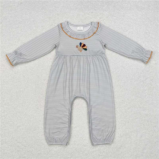 5.19 RTS NO MOQ Baby Girls Bodysuit LR1542 Thanksgiving Ruffle Stripes Turkey Rompers