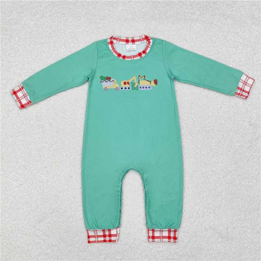 5.14 RTS NO MOQ Baby Boys Bodysuit LR1235 Christmas Tree Tractor Long Sleeve Rompers