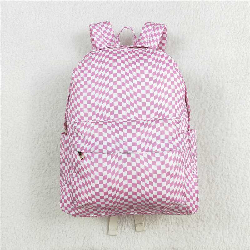 RTS NO MOQ Baby Kids Backpacks BA0245 Pink Checkered Zip Back Bags