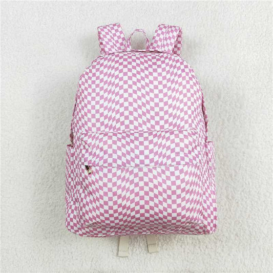 RTS NO MOQ Baby Kids Backpacks BA0245 Pink Checkered Zip Back Bags