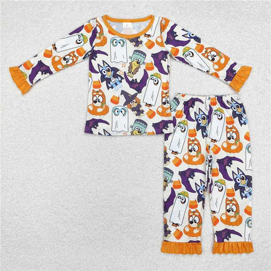 GLP1757 Baby Girls Halloween Dog Ghost Top Pants Pajamas Clothes Sets