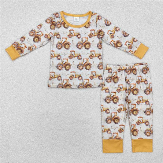 5.16 RTS NO MOQ Baby Boys Sets BLP0856 Farm Trucks Bamboo Pajamas Clothes Sets