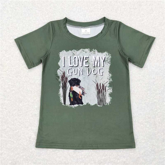 7.17 RTS NO MOQ Summer Baby Boys Shirt BT0413 I Love My Gun Dog Hunting Short Sleeve Tee Shirts Tops