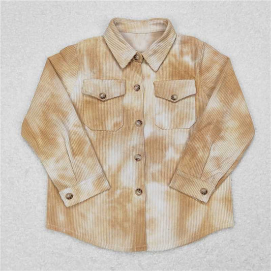 7.10 RTS NO MOQ Baby Boys Long Sleeve BT0262 Khaki 2 Corduroy Long Sleeve Buttons Shirts Tops