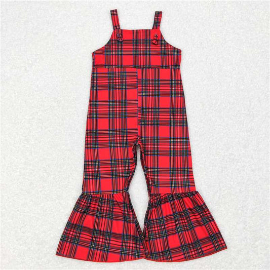 RTS NO MOQ Baby Girls Bodysuit SR0479 Christmas Straps Red Green Plaid Jumpsuits