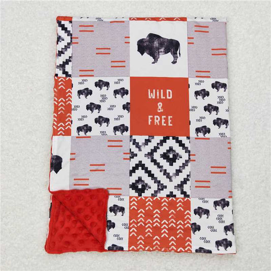 RTS NO MOQ Baby Kids Carpet BL0072 Wild Free Cow Aztec Western Blankets