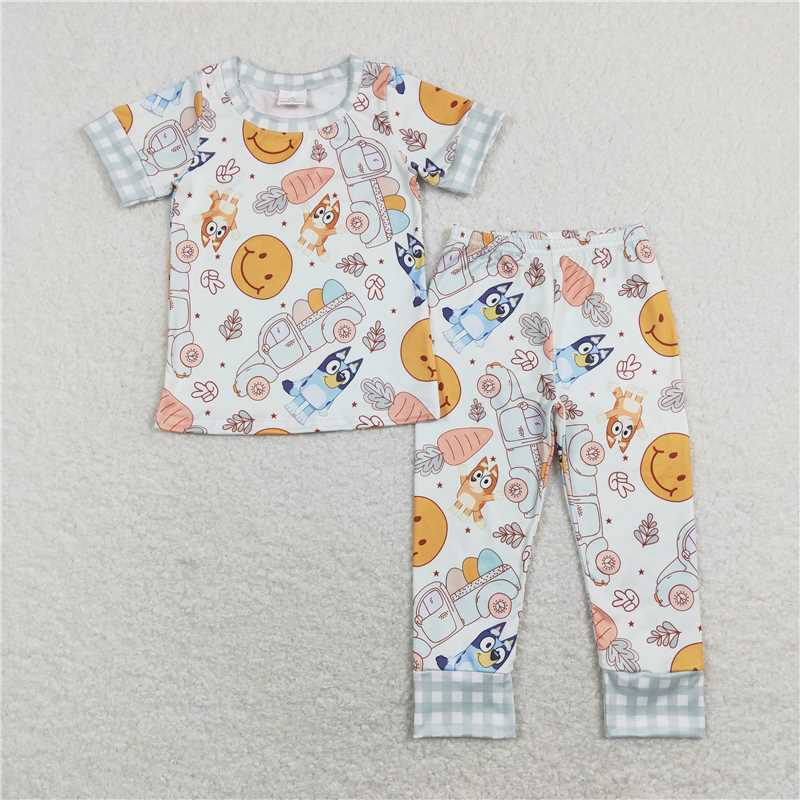 RTS NO MOQ Baby Boys Summer Sets BSPO0301 Easter Dog Shirts Pants Pajamas Clothes Sets