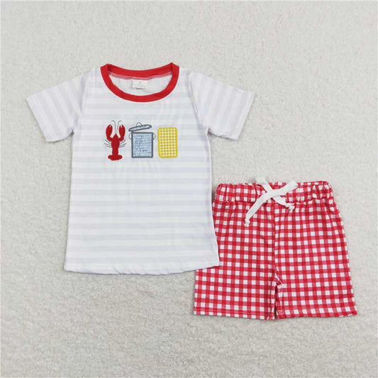 RTS NO MOQ Baby Boys kids Summer Sets BSSO0419 Crawfish Boiled Tee Shirts Tops Shorts Clothes Sets