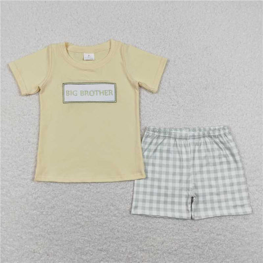 RTS NO MOQ Baby Boys kids Summer Sets BSSO0403 Big Brother Short Sleeve Tee Top Shorts Clothes Sets