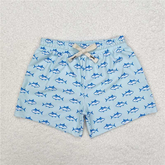 RTS NO MOQ Baby Boys Summer Pants S0171 Blue Color Shark Trunks Swimsuits