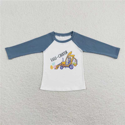 5.20 RTS NO MOQ Baby Boys Long Sleeve BT0499 Easter Eggs-cavator Spring Tee Shirts Tops