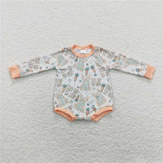 7.26 RTS NO MOQ Baby Girls Bodysuit LR0909 Easter Carrots Long Sleeve Rompers