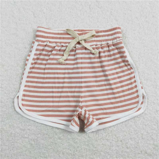 6.23 RTS NO MOQ Baby Girls Summer Pants SS0211 Pink Stripes Cotton Sports Design Shorts