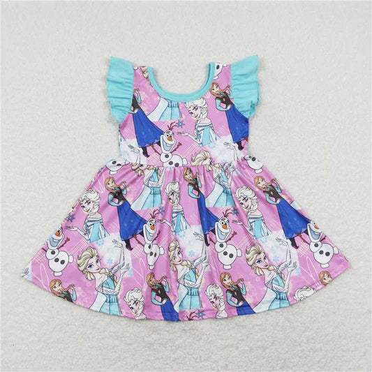 8.1 RTS NO MOQ Summer Baby Girls Dresses GSD0764 Sister Snowman Knee Length Dresses