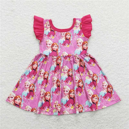 8.1 RTS NO MOQ Summer Baby Girls Dresses GSD0763 Sister Pink Knee Length Dresses
