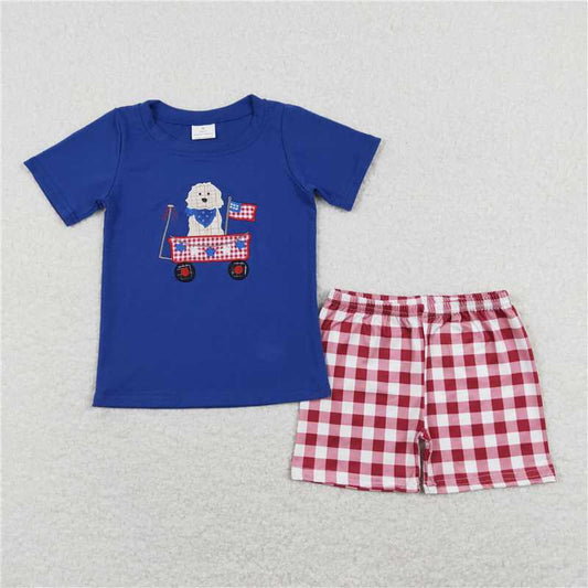 RTS NO MOQ Baby Boys kids Summer Sets BSSO0423 July 4th Dog Flag Sister Brother Rompers Clothes Sets
