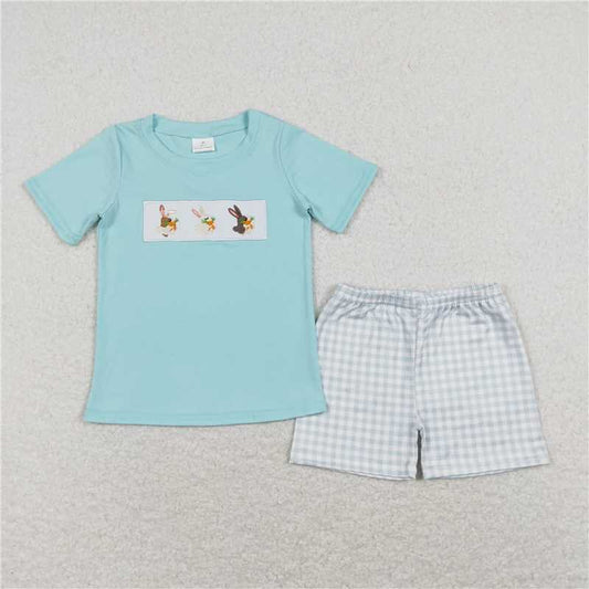 RTS NO MOQ Baby Boys kids Summer Sets BSSO0414 Easter Rabbit Carrot Shirt Shorts Outfits Clothing Sets