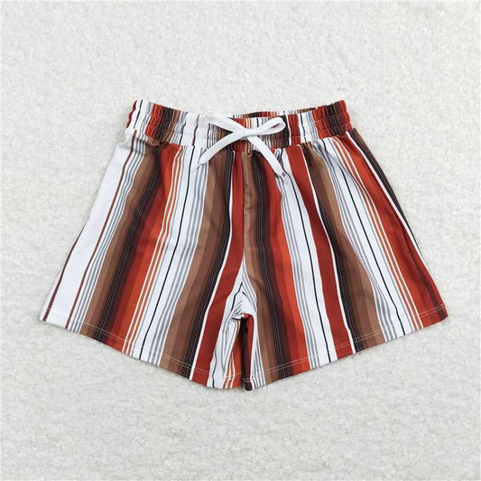 RTS NO MOQ Baby Boys Summer Pants S0237 Western Brown Stripes Trunks Swimsuits