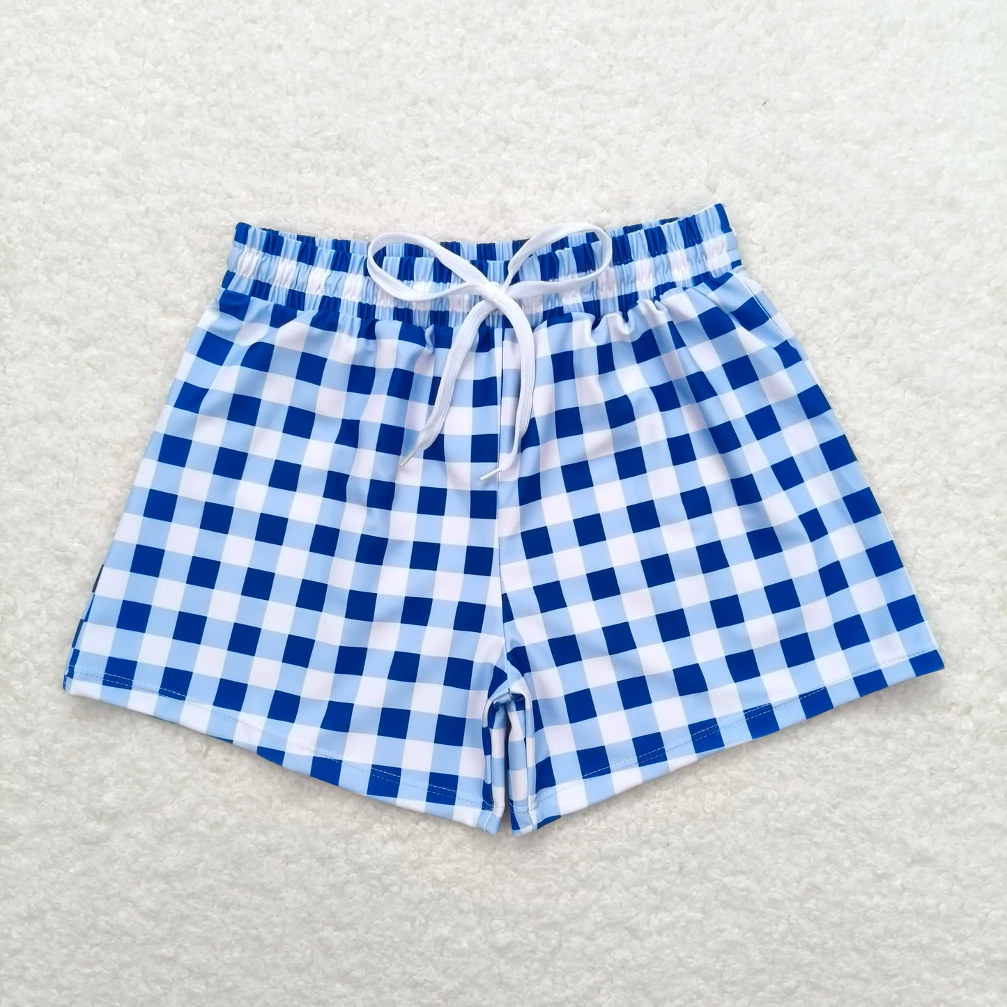 RTS NO MOQ Baby Boys Summer pants S0232 Blue White Checkered Trunks Swimsuits