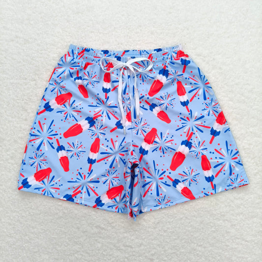 7.4 RTS NO MOQ Adult Man Summer Pants S0335 4th Of July Popsicle Bottom Trunk Shorts Swimwear