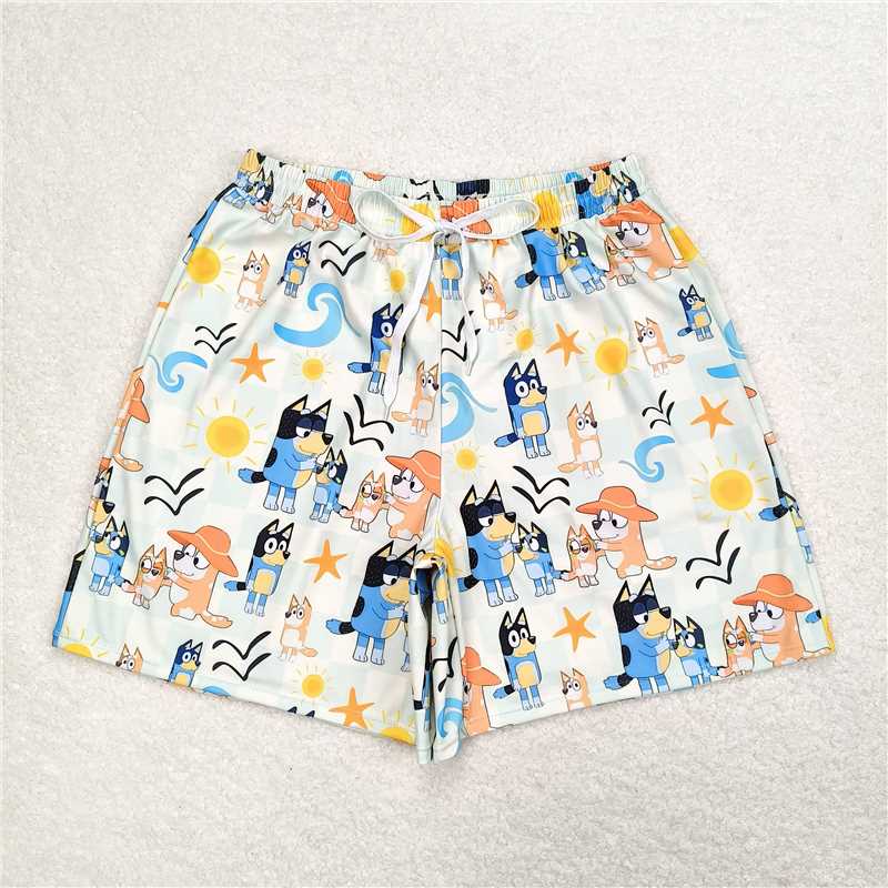 7.4 RTS NO MOQ Adult Man Summer Pants S0360 Dogs Family Starfish Bottom Trunk Shorts Swimwear