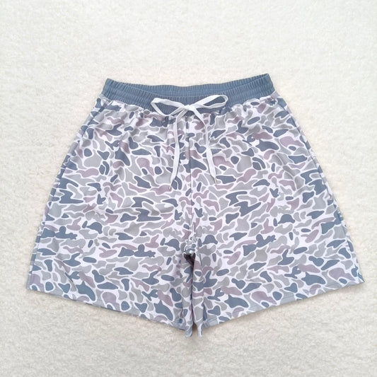 7.4 RTS NO MOQ Adult Man Summer Pants S0404 Grey Small Camo Bottom Trunk Drawstrings Shorts Swimwear