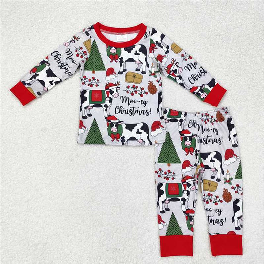 6.26 RTS NO MOQ Baby Boys Sets BLP0513 Christmas Cows Top Pants Pajamas Outfits Sets