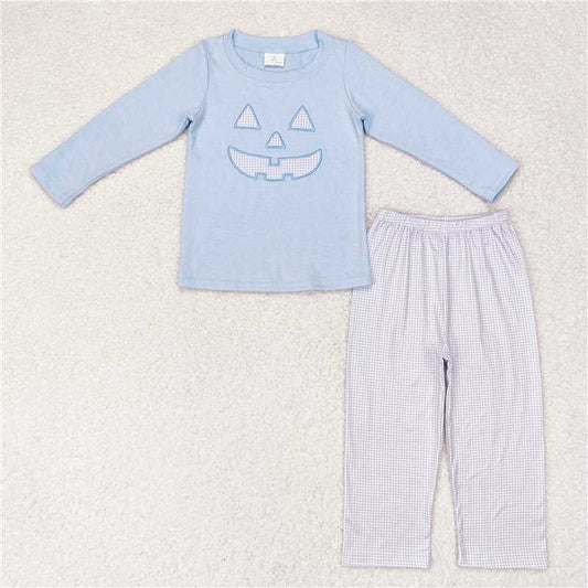 6.26 RTS NO MOQ Baby Boys Sets BLP0562 Halloween Blue Face Shirt Pants Clothes Sets