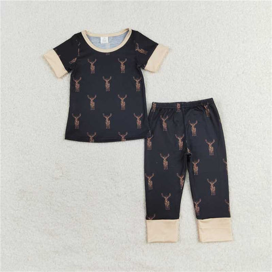 BSPO0440 Baby Boys Camo Deers Sibling Rompers Pajamas Clothes Sets