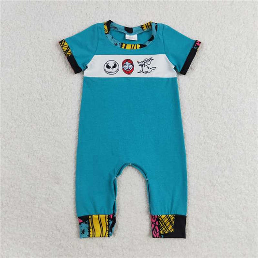 RTS NO MOQ Baby Boys Summer Bodysuit SR1830 Halloween Nightmare Short Sleeve Patchwork Rompers