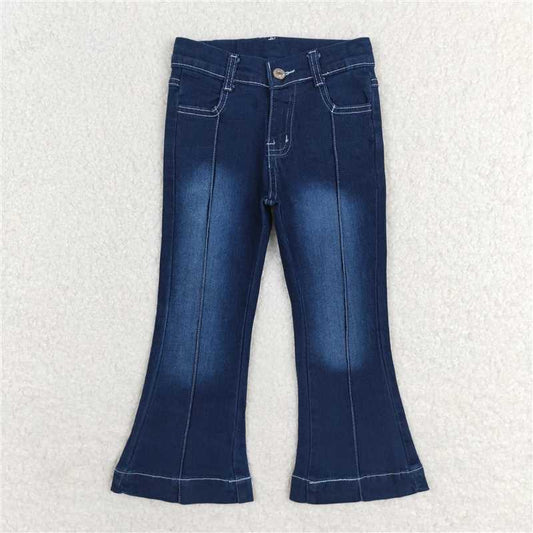 RTS NO MOQ Baby Girls Pants P0508 Western Blue Bleached Jeans