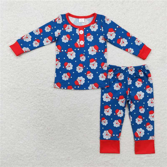 6.26 RTS NO MOQ Baby Boys Sets BLP0551 Christmas Santa Tops Pants Bamboo Pajamas Clothes Sets
