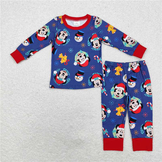 BLP0689 Baby Boys Christmas Cartoon Mouse Top Pants Pajamas Clothes Sets