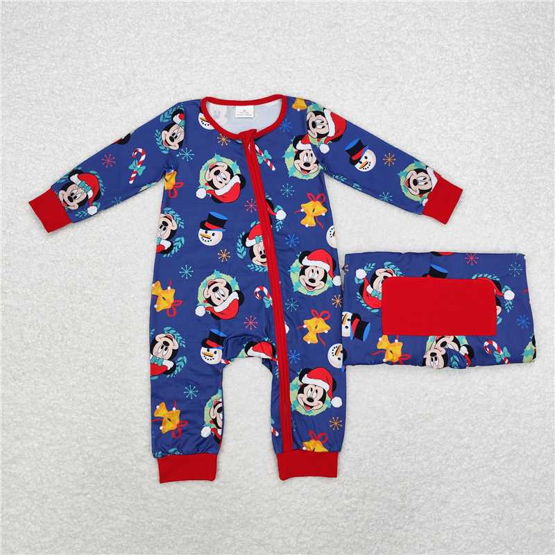 5.15 RTS NO MOQ Baby Boys Bodysuit LR1417 Christmas Snowman Mouse Hats Zip Rompers